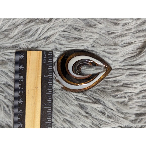 Art Glass Oval Shaped Pendant Choker Brown White Jewelry Artisan Murano Style - Picture 7 of 7